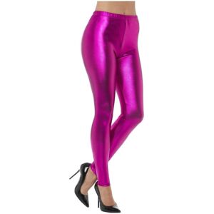 Smiffys Womens 80s Disco Metallic Leggings Pink M - Leggings Smiffys Womens 80s Disco Metallic Leggings Pink M - Leggings