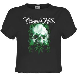 Amplified Women's Glitched Skull Cypress Hill Crop Top in Charcoal Size: Medium Charcoal M Amplified Women's Glitched Skull Cypress Hill Crop Top in Charcoal Size: Medium Charcoal M