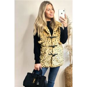 CY Women's Longline Oversized Faux Fur Gilet With Hood in Yellow Size: S/M Yellow S/M CY Women's Longline Oversized Faux Fur Gilet With Hood in Yellow Size: S/M Yellow S/M