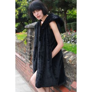CY Women's Faux Fur Oversized Longline Gilet With Hood in Black Size: 2XL Black 2XL CY Women's Faux Fur Oversized Longline Gilet With Hood in Black Size: 2XL Black 2XL