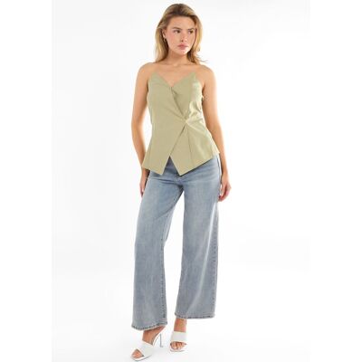 Gini London Women's Sage Tall Asymmetric Bandeau Corset Top in Light Green Size: 12 Light Green 12 Gini London Women's Sage Tall Asymmetric Bandeau Corset Top in Light Green Size: 12 Light Green 12
