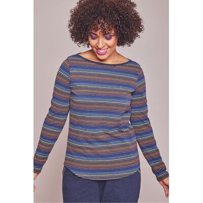 Moshulu Women's 'Breather' Breton Cotton-Rich Pyjama Top in Indigo Size: Medium Indigo M Moshulu Women's 'Breather' Breton Cotton-Rich Pyjama Top in Indigo Size: Medium Indigo M
