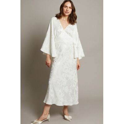 Monsoon Women's Clara Cape Satin Wedding Dress Ivory Size: 14 Ivory 14 Monsoon Women's Clara Cape Satin Wedding Dress Ivory Size: 14 Ivory 14