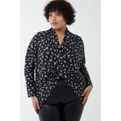 Blue Vanilla Women's Curve Draped Dip Hem Top in Black Size: 26-28 Black 26-28 Blue Vanilla Women's Curve Draped Dip Hem Top in Black Size: 26-28 Black 26-28