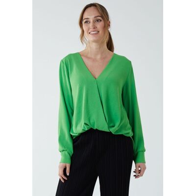 Blue Vanilla Women's Crossover Woven Plain Blouse in Green Size: Small Green S Blue Vanilla Women's Crossover Woven Plain Blouse in Green Size: Small Green S
