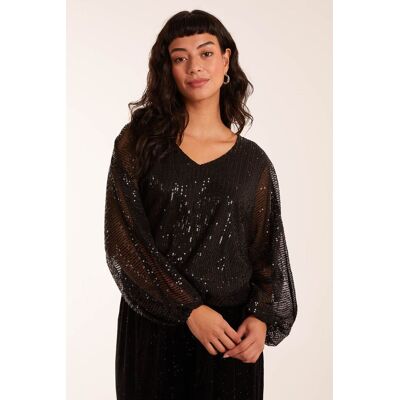 Blue Vanilla Women's Sequin Batwing Blouse in Black Size: S/M Black S/M Blue Vanilla Women's Sequin Batwing Blouse in Black Size: S/M Black S/M