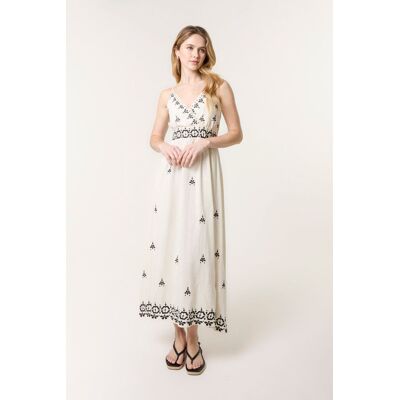 Blue Vanilla Women's Off White Embroidered Sleeveless Maxi Dress in Cream Size: XL Cream XL Blue Vanilla Women's Off White Embroidered Sleeveless Maxi Dress in Cream Size: XL Cream XL