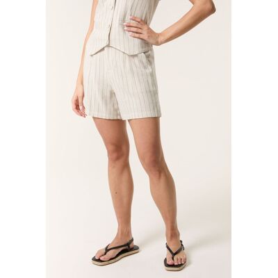 Blue Vanilla Women's Off White Linen Pinstripe Shorts in Cream Size: Large Cream L Blue Vanilla Women's Off White Linen Pinstripe Shorts in Cream Size: Large Cream L