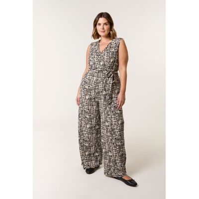 Blue Vanilla Women's Multi Curve Sleeveless Belted Jumpsuit Size: 18-20 Multicolor 18-20 Blue Vanilla Women's Multi Curve Sleeveless Belted Jumpsuit Size: 18-20 Multicolor 18-20