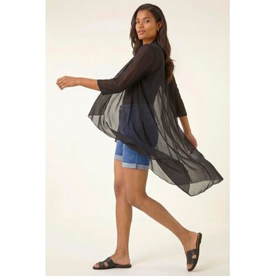 Roman Women's Mesh Longline Kimono Jacket in Black Size: 16 Black 16 Roman Women's Mesh Longline Kimono Jacket in Black Size: 16 Black 16