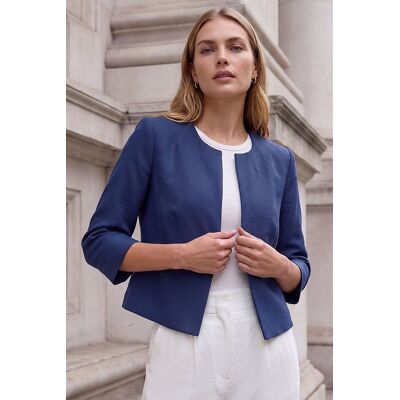 Roman Women's Cropped Bolero Tailored Jaquard Jacket Wedding Shrug Fitted Blazer in Navy Size: 12 Navy 12 Roman Women's Cropped Bolero Tailored Jaquard Jacket Wedding Shrug Fitted Blazer in Navy Size: 12 Navy 12