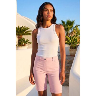 Roman Women's Elastic Waist Turn Up Stretch Shorts in Pink Size: 22 Pink 22 Roman Women's Elastic Waist Turn Up Stretch Shorts in Pink Size: 22 Pink 22