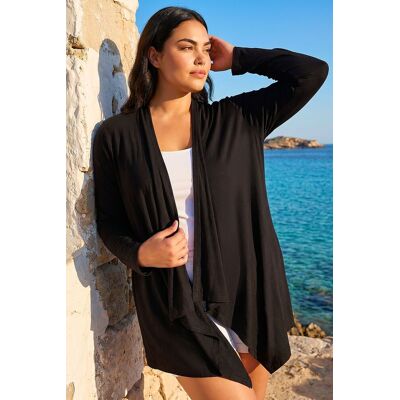 Roman Women's Curve Waterfall Front Jersey Cardigan in Black Size: 18 Black 18 Roman Women's Curve Waterfall Front Jersey Cardigan in Black Size: 18 Black 18