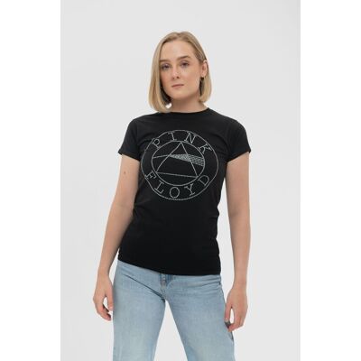 Pink Floyd Women's Circle diamante Skinny Fit T-Shirt in Black Size: Small Black S Pink Floyd Women's Circle diamante Skinny Fit T-Shirt in Black Size: Small Black S