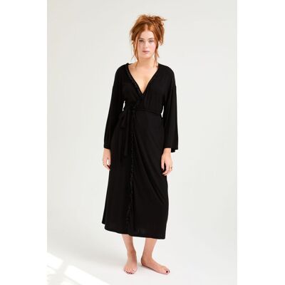 Pretty You London Women's Bamboo Frill Kimono in Black Size: Large/XL Black L/XL Pretty You London Women's Bamboo Frill Kimono in Black Size: Large/XL Black L/XL