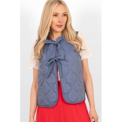 Sarta Women's Noa Quilted Gilet - Denim Blue, Chambray in Blue Size: Medium Blue M Sarta Women's Noa Quilted Gilet - Denim Blue, Chambray in Blue Size: Medium Blue M