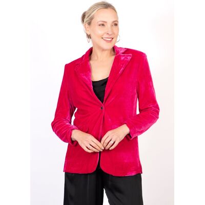 Sarta Women's Blake Suit Jacket Boyfriend Blazer - Raspberry, Velvet in Raspberry Size: 12-14 Raspberry 12-14 Sarta Women's Blake Suit Jacket Boyfriend Blazer - Raspberry, Velvet in Raspberry Size: 12-14 Raspberry 12-14