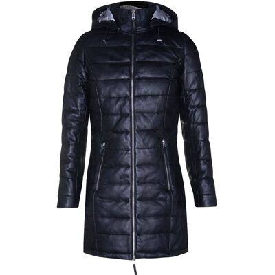 Infinity Leather Women's Leather Puffer Parka Jacket-Andria in Black Size: 14 Black 14 Infinity Leather Women's Leather Puffer Parka Jacket-Andria in Black Size: 14 Black 14