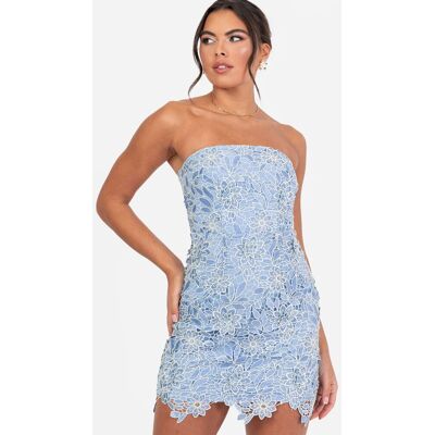 Maya Deluxe Women's Floral Bandeau Mini Dress in Blue Size: 8 Blue 8 Maya Deluxe Women's Floral Bandeau Mini Dress in Blue Size: 8 Blue 8