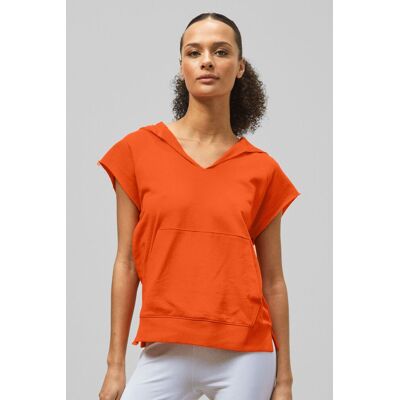 Enorsia Women's Sleeveless Raw Edge Hoodie in Orange Size: 18 Orange 18 Enorsia Women's Sleeveless Raw Edge Hoodie in Orange Size: 18 Orange 18