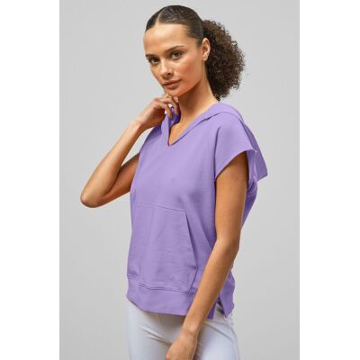 Enorsia Women's Sleeveless Raw Edge Hoodie in Purple Size: 16 Purple 16 Enorsia Women's Sleeveless Raw Edge Hoodie in Purple Size: 16 Purple 16