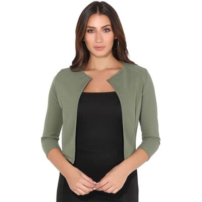 KRISP Women's Cropped Open Shrug Jacket in Khaki Size: 18 Khaki 18 KRISP Women's Cropped Open Shrug Jacket in Khaki Size: 18 Khaki 18
