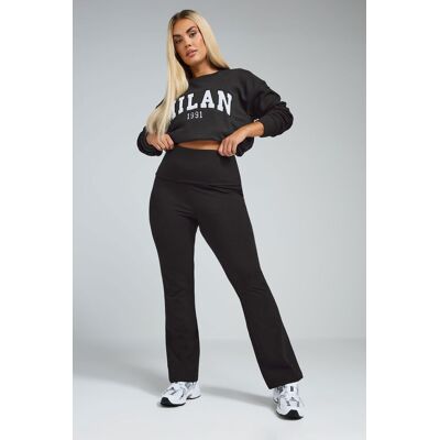 Yours Women's Fold Over Kick Flare Leggings in Black Size: 22 Black 22 Yours Women's Fold Over Kick Flare Leggings in Black Size: 22 Black 22