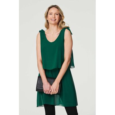 Izabel London Women's Semi Sheer Short Tiered Tunic in Green Size: 12 Green 12 Izabel London Women's Semi Sheer Short Tiered Tunic in Green Size: 12 Green 12