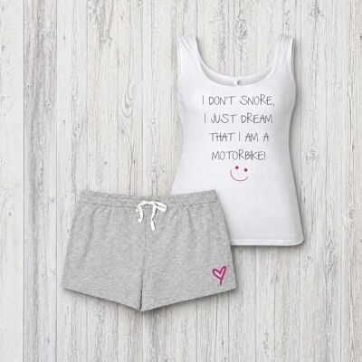 60 SECOND MAKEOVER Women's I Don't Snore I Just Dream I'm A Motorbike Pyjama Set in Grey Size: XL Grey XL 60 SECOND MAKEOVER Women's I Don't Snore I Just Dream I'm A Motorbike Pyjama Set in Grey Size: XL Grey XL