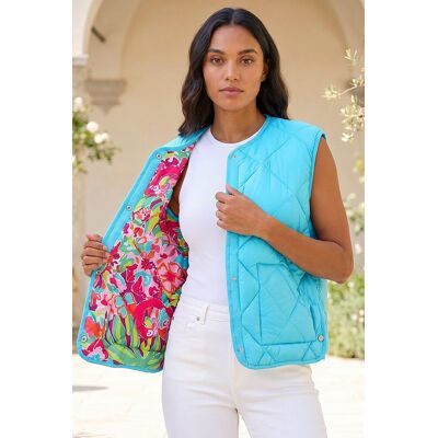 Roman Women's Quilted Funnel Neck Lined Gilet in Turquoise Size: 14 Turquoise 14 Roman Women's Quilted Funnel Neck Lined Gilet in Turquoise Size: 14 Turquoise 14