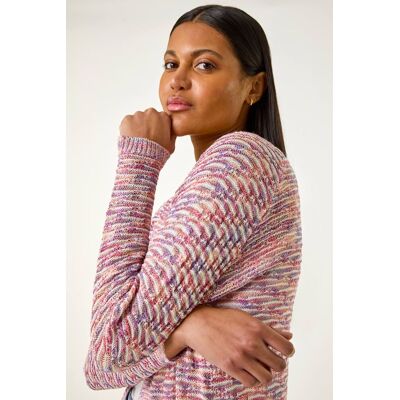 Roman Women's Textured V-Neck Knit Shrug in Purple Size: 18 Purple 18 Roman Women's Textured V-Neck Knit Shrug in Purple Size: 18 Purple 18