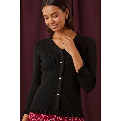 Roman Women's V-Neck Ruffle Knit in Black Size: 16 Black 16 Roman Women's V-Neck Ruffle Knit in Black Size: 16 Black 16