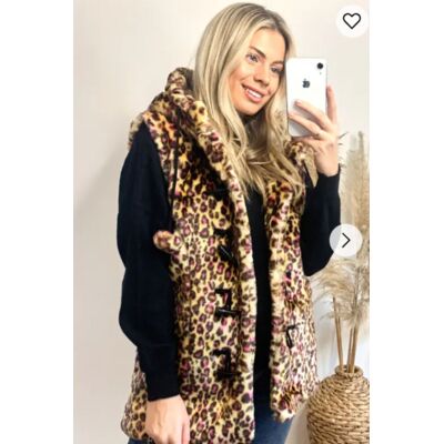 CY Women's Longline Oversized Faux Fur Gilet With Hood Size: S/M Multicolor S/M CY Women's Longline Oversized Faux Fur Gilet With Hood Size: S/M Multicolor S/M