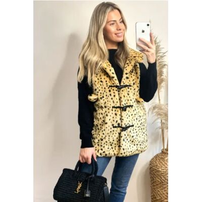 CY Women's Longline Oversized Faux Fur Gilet With Hood in Yellow Size: S/M Yellow S/M CY Women's Longline Oversized Faux Fur Gilet With Hood in Yellow Size: S/M Yellow S/M