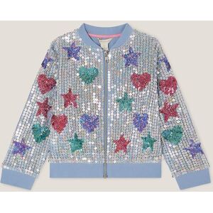 Monsoon Girl's Star & Heart Sequin Bomber Jacket Blue Size: 9-10 Years Blue 9-10 Years Monsoon Girl's Star & Heart Sequin Bomber Jacket Blue Size: 9-10 Years Blue 9-10 Years