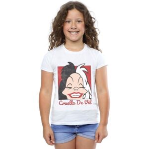 Disney Girl's Cruella De Vil Cropped Head Cotton T-Shirt in White Size: 9 Years White 9 Years Disney Girl's Cruella De Vil Cropped Head Cotton T-Shirt in White Size: 9 Years White 9 Years