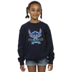 Disney Girl's Lilo & Stitch Ohana Blue Glitch Sweatshirt in Navy Size: 9 Years Navy 9 Years Disney Girl's Lilo & Stitch Ohana Blue Glitch Sweatshirt in Navy Size: 9 Years Navy 9 Years