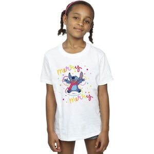 Disney Girl's Lilo & Stitch Merry Rainbow Cotton T-Shirt in White Size: 3-4 Years White 3-4 Years Disney Girl's Lilo & Stitch Merry Rainbow Cotton T-Shirt in White Size: 3-4 Years White 3-4 Years