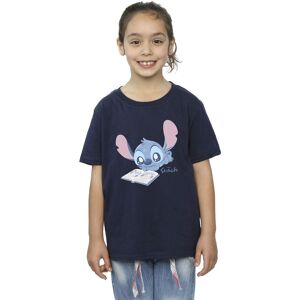 Lilo & Stitch Girl's Reading Lying Down Cotton T-Shirt in Navy Size: 9 Years Navy 9 Years Lilo & Stitch Girl's Reading Lying Down Cotton T-Shirt in Navy Size: 9 Years Navy 9 Years