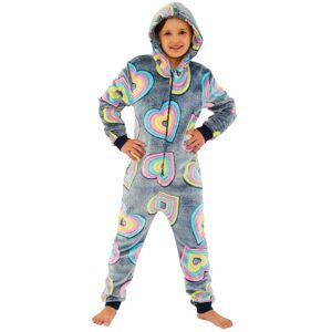 Cozy n Dozy Rainbow Hearts Fleece Onesie in Navy Size: 11-12 Years Navy 11-12 Years Cozy n Dozy Rainbow Hearts Fleece Onesie in Navy Size: 11-12 Years Navy 11-12 Years