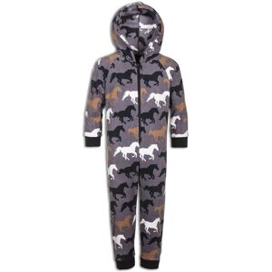 Camille Girl's Supersoft Multicoloured Horse Print Hooded All In One Onesie in Dark Grey Size: 12-14 Years Dark Grey 12-14 Years Camille Girl's Supersoft Multicoloured Horse Print Hooded All In One Onesie in Dark Grey Size: 12-14 Years Dark Grey 12-14 Years