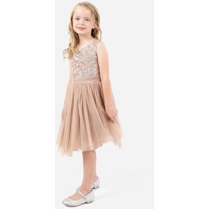 Maya Deluxe Girl's Delicate Sequin Midi Dress in Taupe Size: 3-4 Years Taupe 3-4 Years Maya Deluxe Girl's Delicate Sequin Midi Dress in Taupe Size: 3-4 Years Taupe 3-4 Years