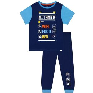 Harry Bear Boy's All I Need Is Wifi Food Bed Pyjamas in Blue Size: 11-12 Years Blue 11-12 Years Harry Bear Boy's All I Need Is Wifi Food Bed Pyjamas in Blue Size: 11-12 Years Blue 11-12 Years
