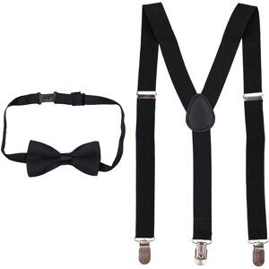 Neel Blue Kids Braces Bow Tie Set, Fully Elasticated Y Shape Suspender, 25mm Wide in Black Size: 6 Years Black 6 Years Neel Blue Kids Braces Bow Tie Set, Fully Elasticated Y Shape Suspender, 25mm Wide in Black Size: 6 Years Black 6 Years