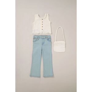 Miss Girl's Broderie Crop Top, Jeans & Bag Outfit Set in Cream Size: 14 Years Cream 14 Years Miss Girl's Broderie Crop Top, Jeans & Bag Outfit Set in Cream Size: 14 Years Cream 14 Years