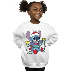 Disney Girl's Lilo & Stitch Christmas Lights Sweatshirt in White Size: 5-6 Years White 5-6 Years Disney Girl's Lilo & Stitch Christmas Lights Sweatshirt in White Size: 5-6 Years White 5-6 Years