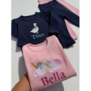 DreamBuy Plain or Personalised Pyjama Ribbed Kids Matching Family Loungewear Name or Christmas in Baby Pink Size: 5-6 Years Baby Pink 5-6 Years DreamBuy Plain or Personalised Pyjama Ribbed Kids Matching Family Loungewear Name or Christmas in Baby Pink Size: 5-6 Years Baby Pink 5-6 Years