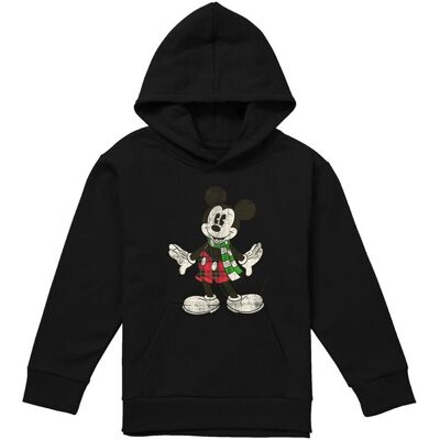 Disney Mickey Mouse Retro Christmas Scarf Youth Kids Pull-Over Hoodie, Black Size: 12-13 Years Black 12-13 Years Disney Mickey Mouse Retro Christmas Scarf Youth Kids Pull-Over Hoodie, Black Size: 12-13 Years Black 12-13 Years