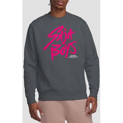 Netflix Kpop Demon Hunters Saja Boys Pink Logo Sweatshirt, Charcoal Size: Medium Charcoal M Netflix Kpop Demon Hunters Saja Boys Pink Logo Sweatshirt, Charcoal Size: Medium Charcoal M