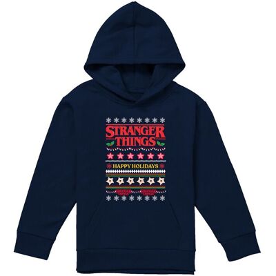 Stranger Things Demogorgon Ugly Christmas Jumper Youth Kids Pull-Over Hoodie, Navy Size: 12-13 Years Navy 12-13 Years Stranger Things Demogorgon Ugly Christmas Jumper Youth Kids Pull-Over Hoodie, Navy Size: 12-13 Years Navy 12-13 Years